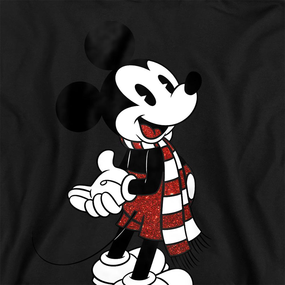 Black - Back - Mickey Mouse Childrens-Kids Christmas Scarf Hoodie