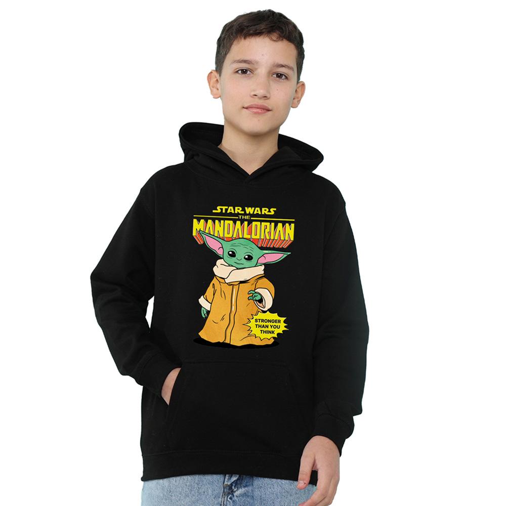 Black - Front - Star Wars The Mandalorian Childrens-Kids Strong Grogu Hoodie