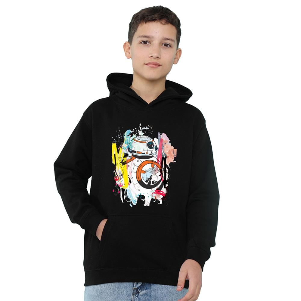 Navy - Front - Star Wars Childrens-Kids BB-8 Abstract Hoodie