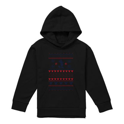 Navy - Front - Mickey Mouse Childrens-Kids Christmas Sweater Hoodie
