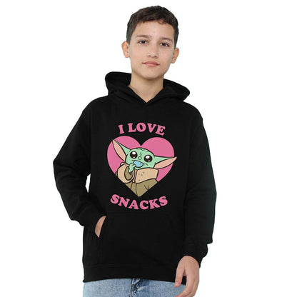 Navy - Front - Star Wars The Mandalorian Childrens-Kids I Love Snacks Grogu Hoodie