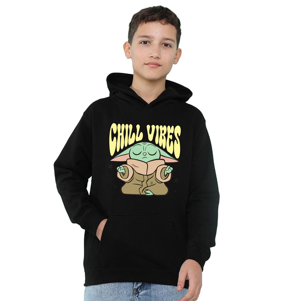 Athletic Heather - Front - Star Wars Childrens-Kids Chill Vibes Grogu Heather Hoodie