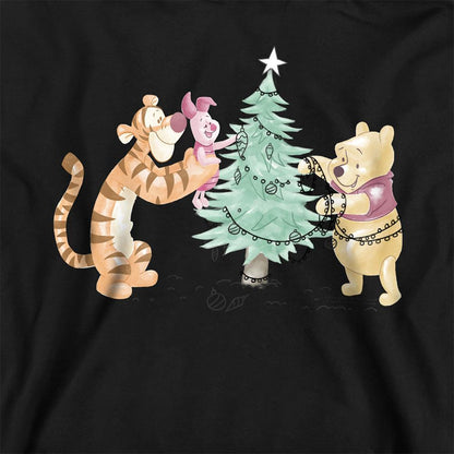 Navy - Back - Winnie the Pooh Childrens-Kids Trimming The Christmas Tree Hoodie