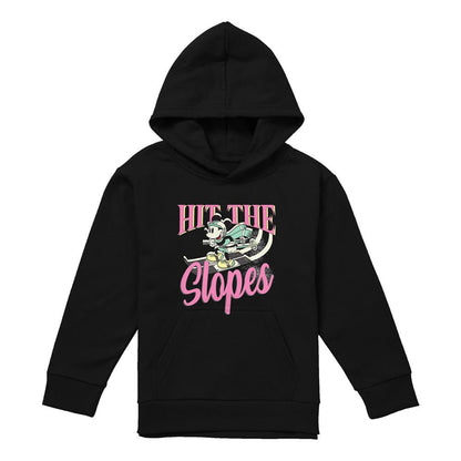Black - Front - Disney Childrens-Kids Hit The Slopes Mickey Mouse Pullover Hoodie