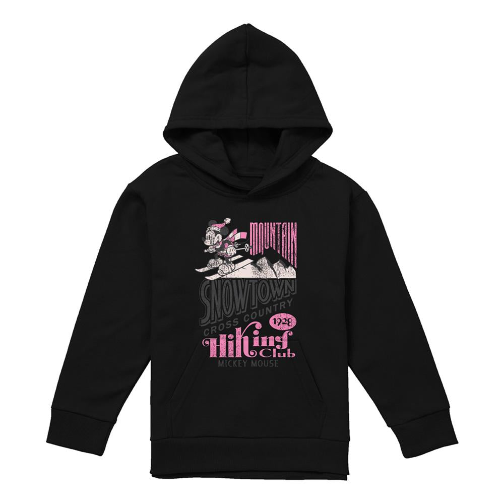 Navy - Front - Disney Childrens-Kids Snowtown Mickey Mouse Skiing Pullover Hoodie