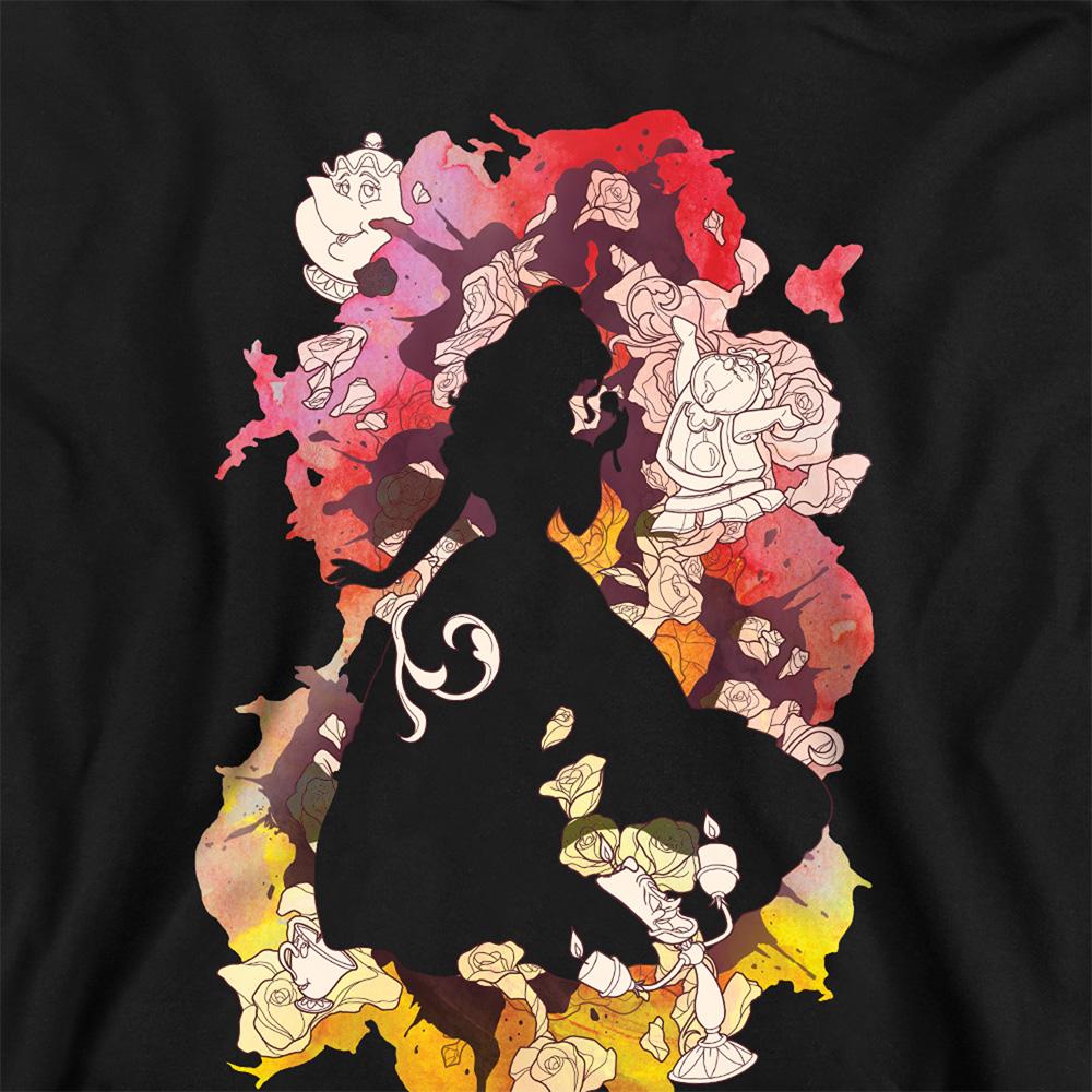 Black - Back - Beauty And The Beast Childrens-Kids Belle Flower Silhouette Hoodie