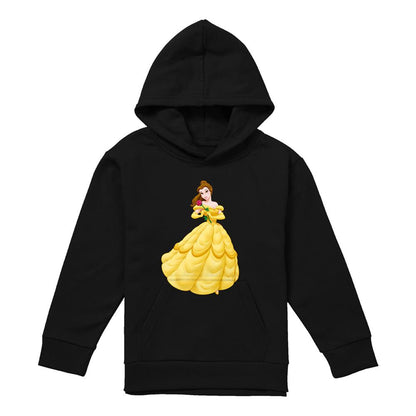 Navy - Front - Beauty And The Beast Childrens-Kids Belle Rose Hoodie