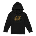 Black - Front - Beauty And The Beast Childrens-Kids Logo Hoodie