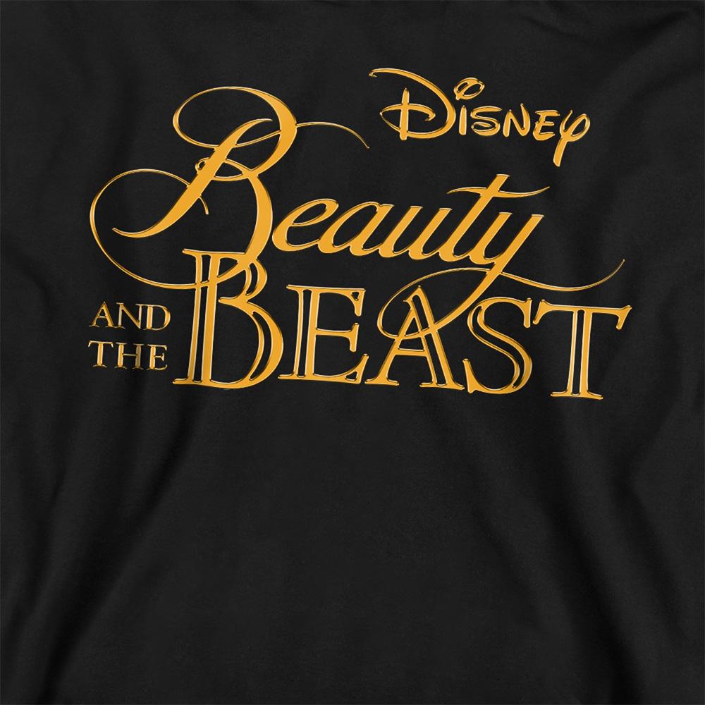 Navy - Back - Beauty And The Beast Childrens-Kids Logo Hoodie