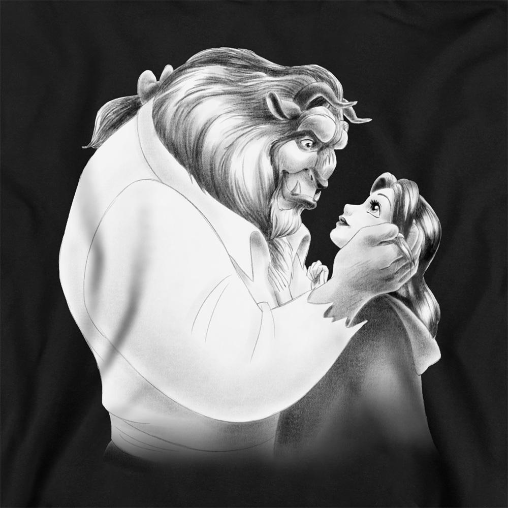 Black - Back - Beauty And The Beast Childrens-Kids Belle Beast Sketch Hoodie