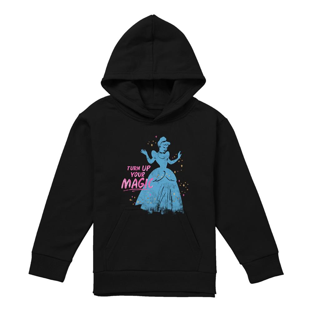 Black - Front - Cinderella Childrens-Kids Turn Up Your Magic Hoodie