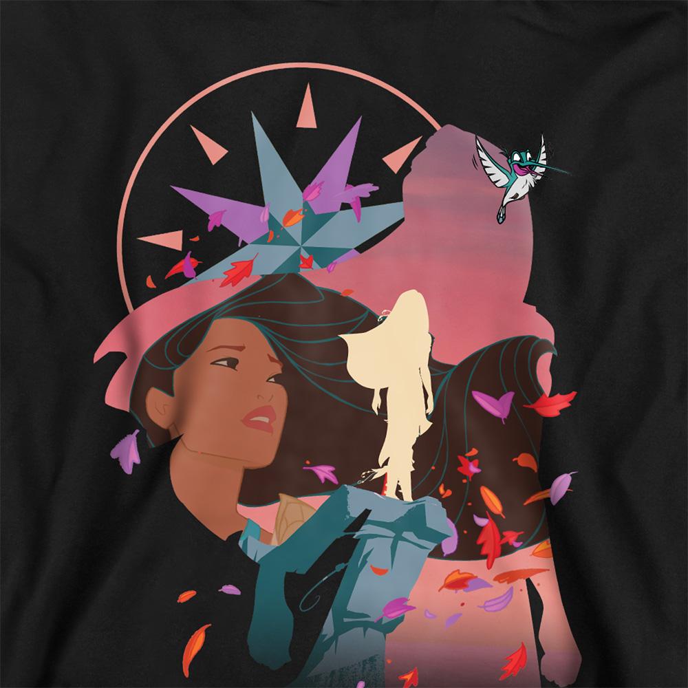 Navy - Back - Pocahontas Childrens-Kids Silhouette Hoodie