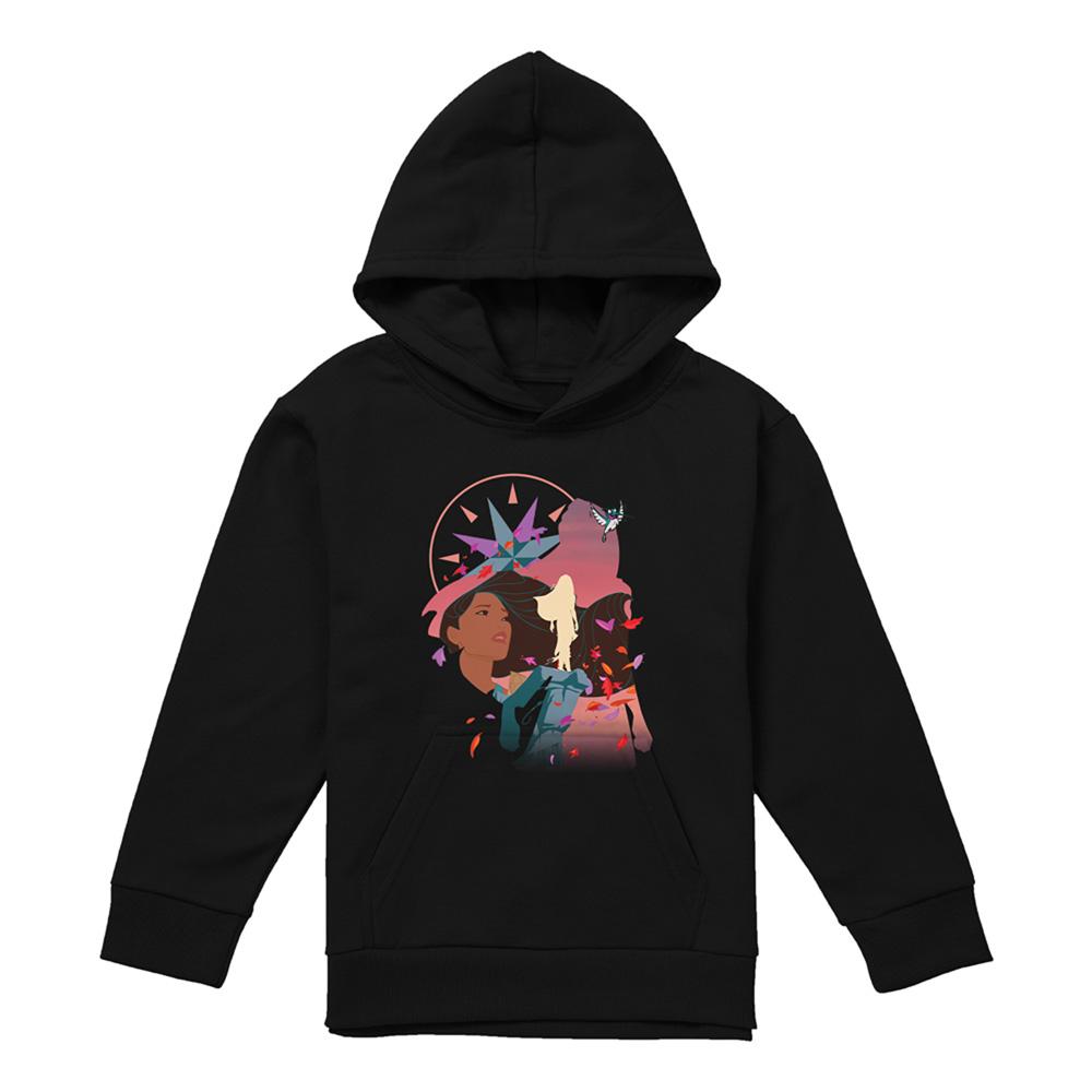 Black - Front - Pocahontas Childrens-Kids Silhouette Hoodie