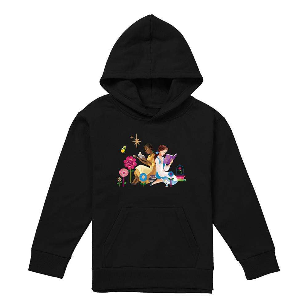 Black - Front - Disney Princess Childrens-Kids Love To Read Tiana & Belle Hoodie