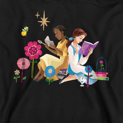 Black - Back - Disney Princess Childrens-Kids Love To Read Tiana & Belle Hoodie