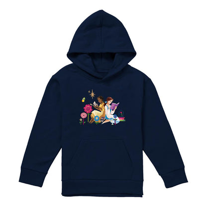 Navy - Front - Disney Princess Childrens-Kids Love To Read Tiana & Belle Hoodie