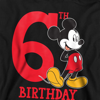 Athletic Heather - Back - Mickey Mouse Childrens-Kids 6th Birthday Hoodie