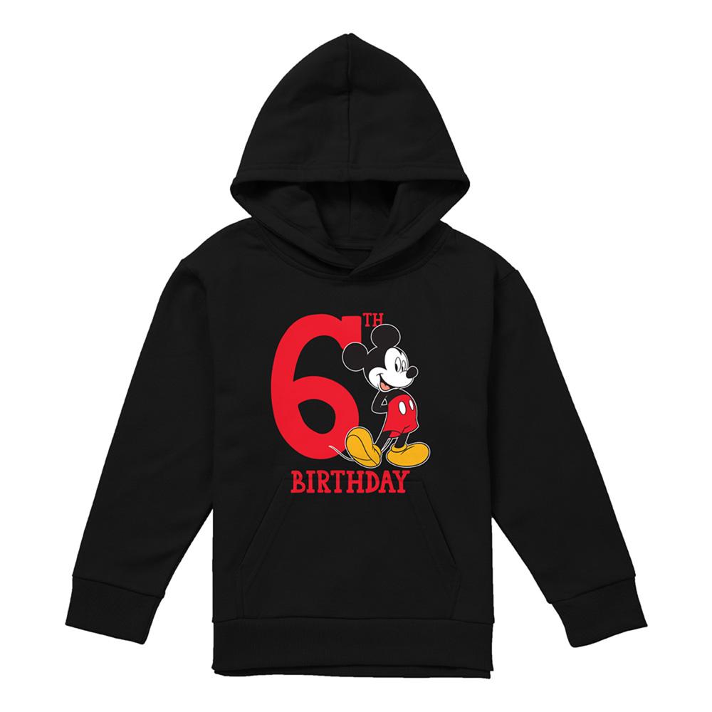 Athletic Heather - Front - Mickey Mouse Childrens-Kids 6th Birthday Hoodie