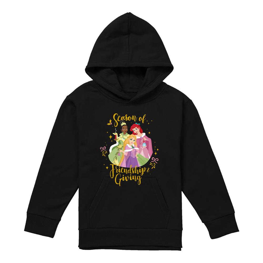 Athletic Heather - Front - Disney Princess Childrens-Kids Season Of Giving Ariel And Tiana Heather Christmas Hoodie