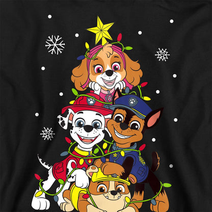 Athletic Heather - Back - Paw Patrol Childrens-Kids Christmas Tree Pullover Hoodie