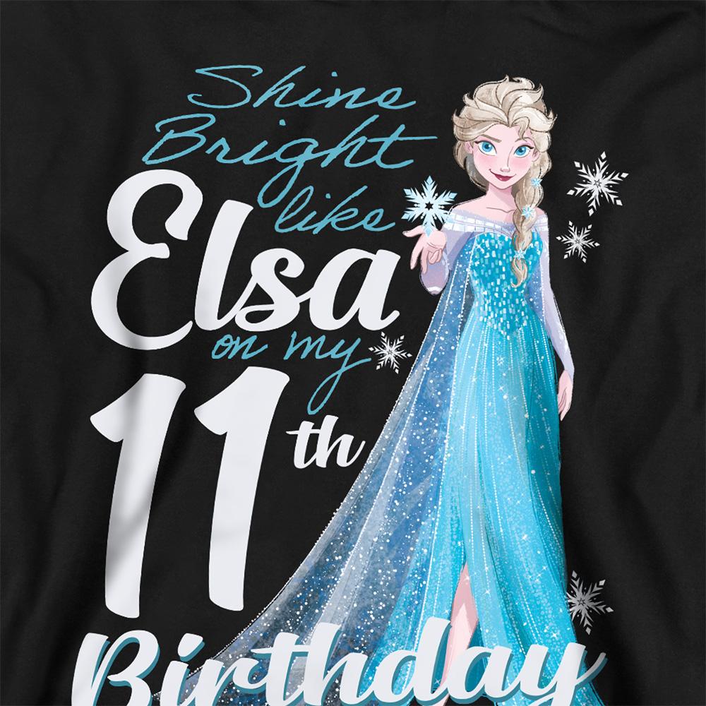 Black - Back - Frozen Childrens-Kids Bright Like Elsa Heather 11th Birthday Pullover Hoodie