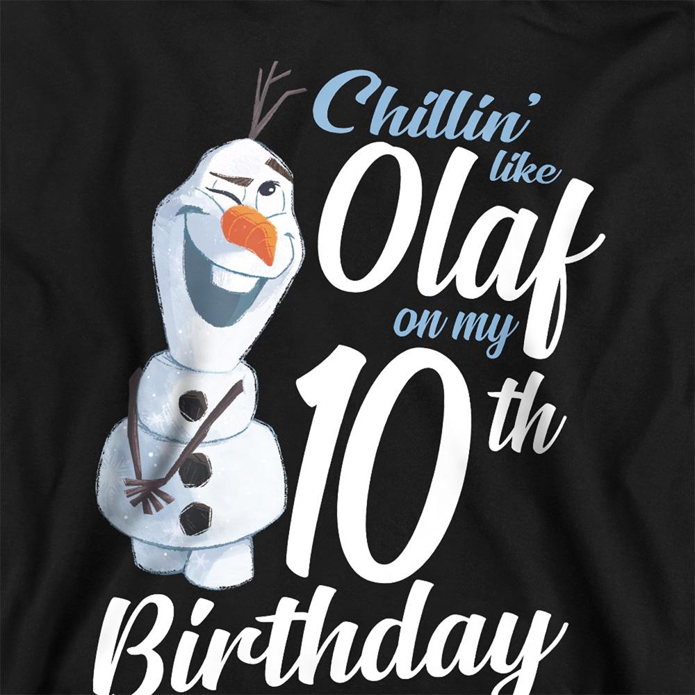Athletic Heather - Back - Frozen Childrens-Kids Chillin Like Olaf Heather 10th Birthday Pullover Hoodie