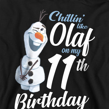 Black - Back - Frozen Childrens-Kids Chillin Like Olaf 11th Birthday Pullover Hoodie