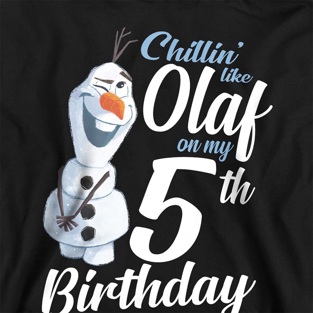 Black - Back - Frozen Childrens-Kids Chillin Like Olaf 5th Birthday Pullover Hoodie