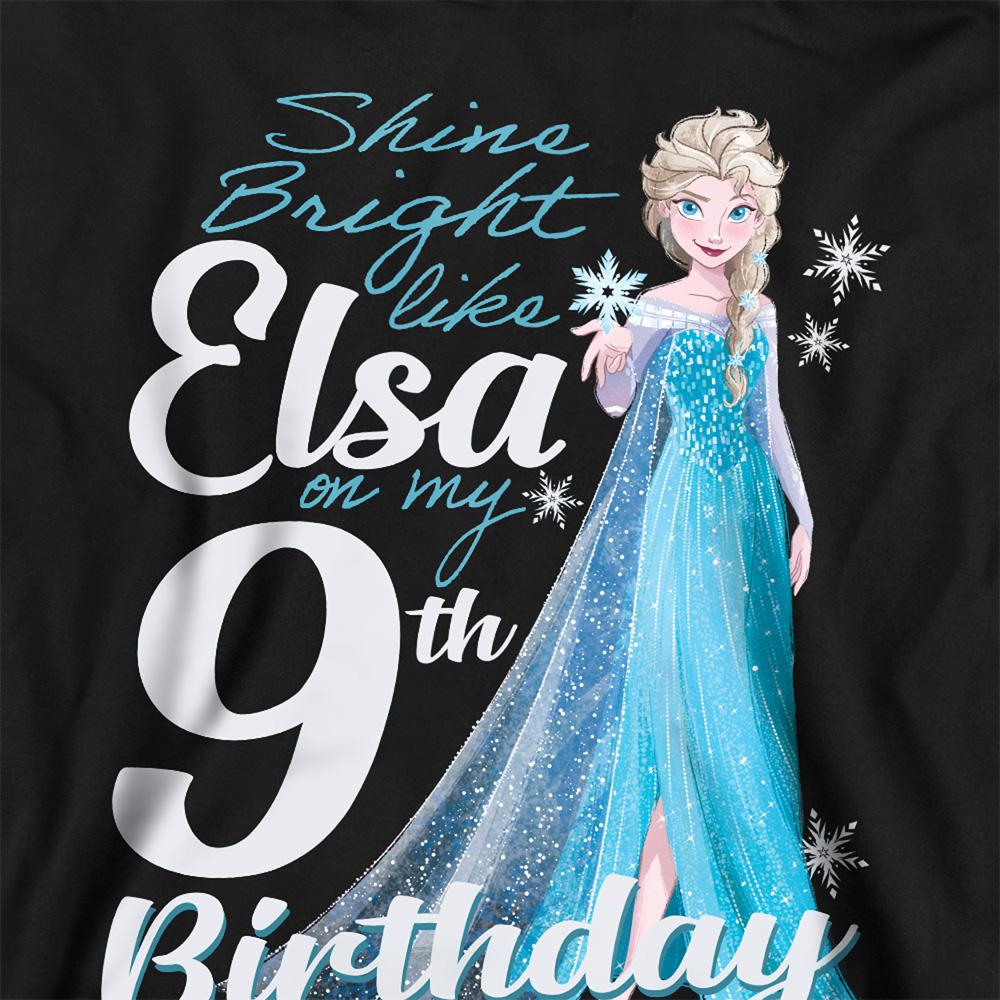 Athletic Heather - Back - Frozen Childrens-Kids Bright Like Elsa Heather 9th Birthday Pullover Hoodie