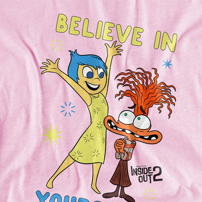 Light Pink - Back - Inside Out 2 Childrens-Kids Believe Joy & Anxiety Hoodie