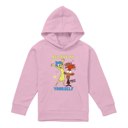 Light Pink - Front - Inside Out 2 Childrens-Kids Believe Joy & Anxiety Hoodie