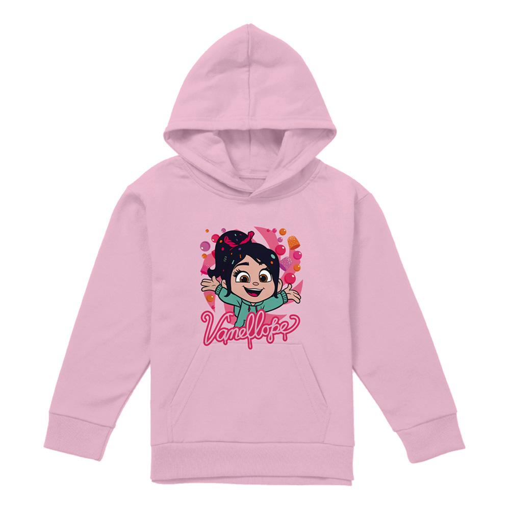 Light Pink - Front - Wreck-It Ralph Childrens-Kids Vanellope Von Schweetz Sweets Hoodie