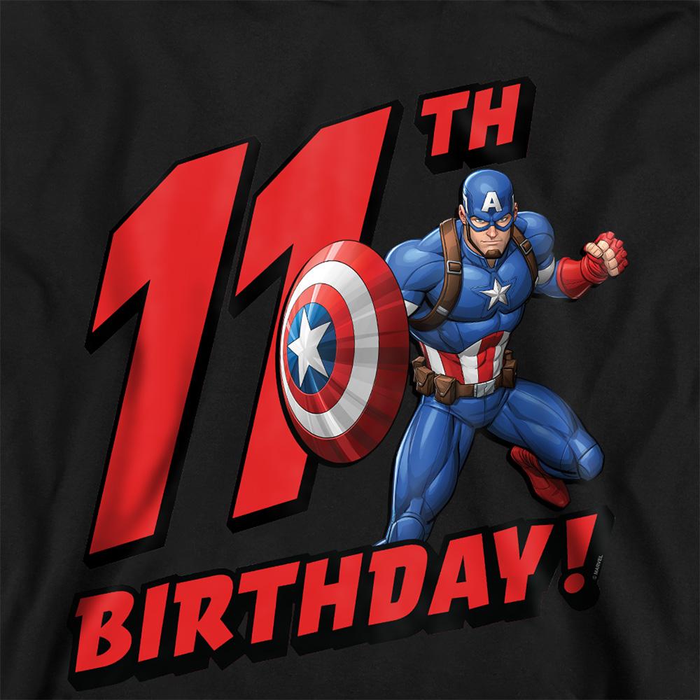 Athletic Heather - Back - Captain America Childrens-Kids Heather 11th Birthday Hoodie
