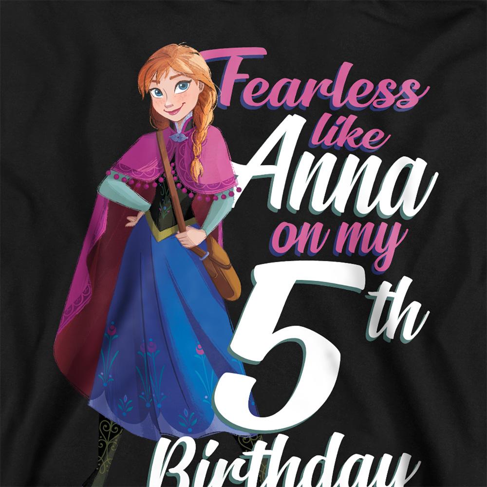 Athletic Heather - Back - Frozen Childrens-Kids Fearless Like Anna Heather 5th Birthday Pullover Hoodie