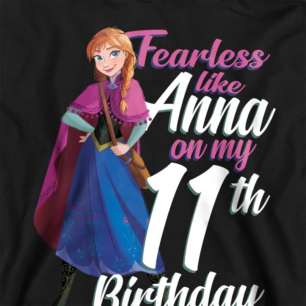Black - Back - Frozen Childrens-Kids Fearless Like Anna 11th Birthday Pullover Hoodie