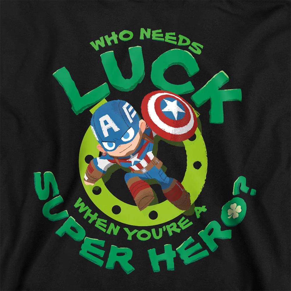Athletic Heather - Back - Captain America Childrens-Kids St Patrick´s Day Lucky Superhero Heather Pull Over Hoodie