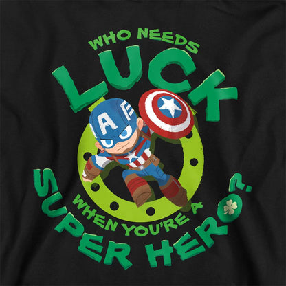 Athletic Heather - Back - Captain America Childrens-Kids St Patrick´s Day Lucky Superhero Heather Pull Over Hoodie