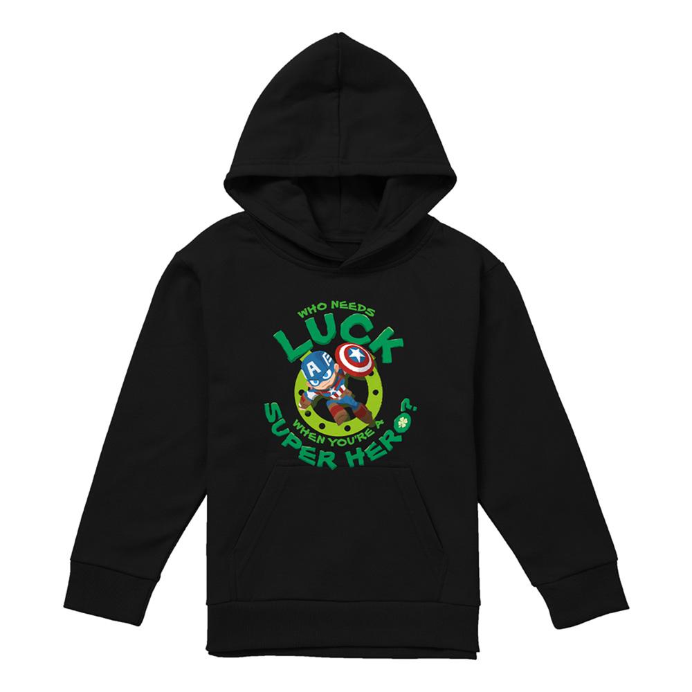 Athletic Heather - Lifestyle - Captain America Childrens-Kids St Patrick´s Day Lucky Superhero Heather Pull Over Hoodie