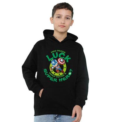 Athletic Heather - Front - Captain America Childrens-Kids St Patrick´s Day Lucky Superhero Heather Pull Over Hoodie
