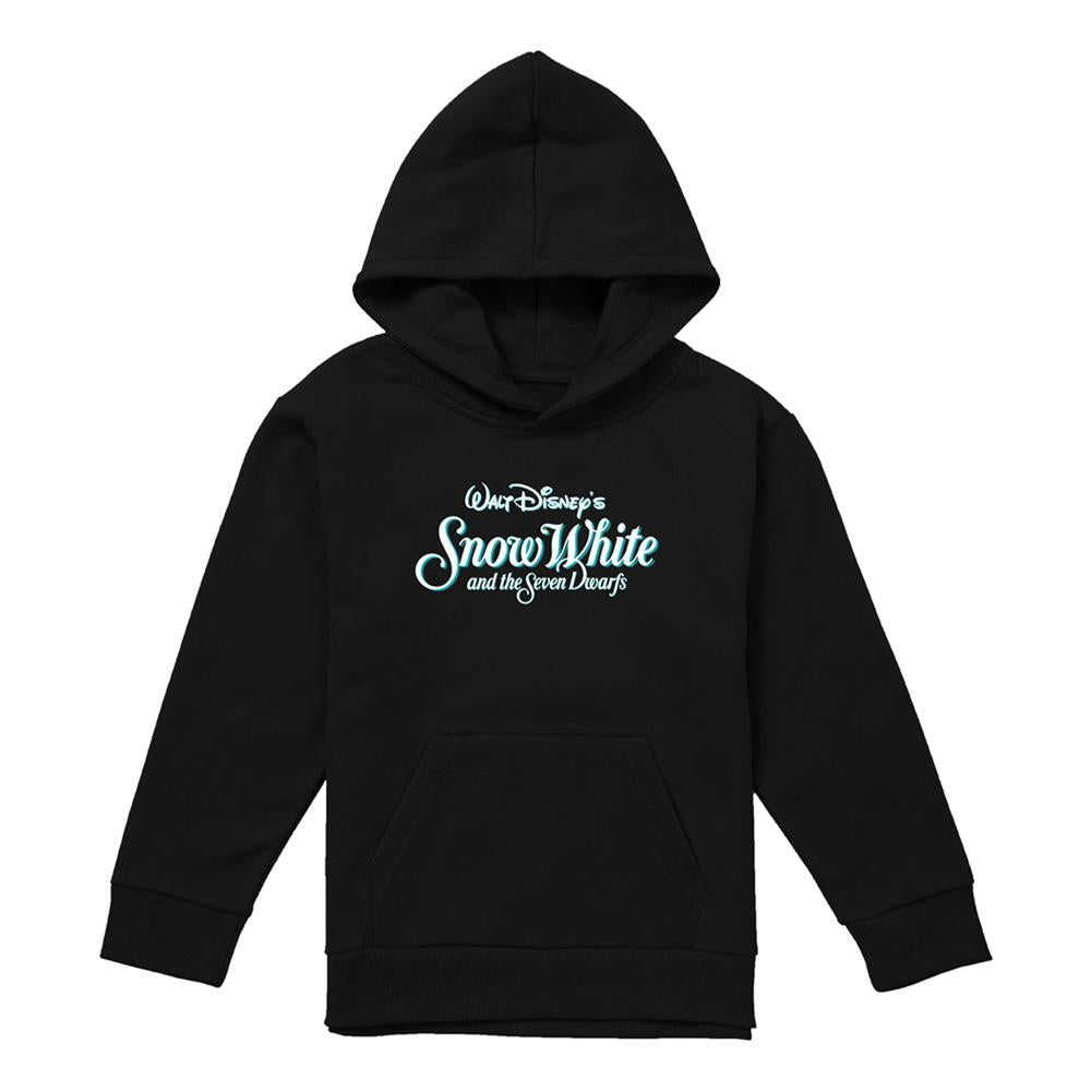Black - Front - Snow White And The Seven Dwarfs Childrens-Kids Logo Tagless Hoodie