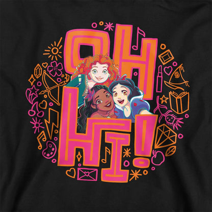 Black - Back - Disney Princess Childrens-Kids Oh Hi! Merida Moana Snow White Pullover Hoodie