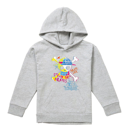 Athletic Heather - Front - One Piece Childrens-Kids Jolly Roger Graffiti Hoodie