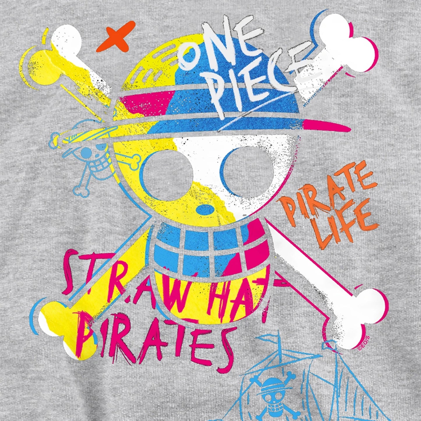 Athletic Heather - Side - One Piece Childrens-Kids Jolly Roger Graffiti Hoodie