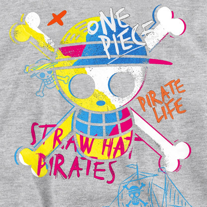 Athletic Heather - Side - One Piece Childrens-Kids Jolly Roger Graffiti Hoodie