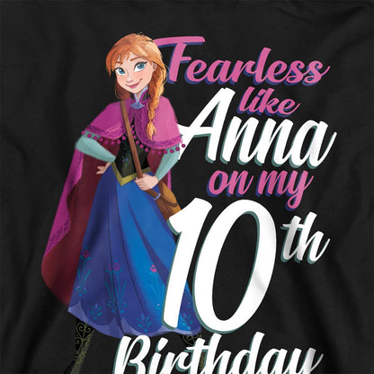Black - Side - Frozen Childrens-Kids Fearless Like Anna 10th Birthday Pullover Hoodie