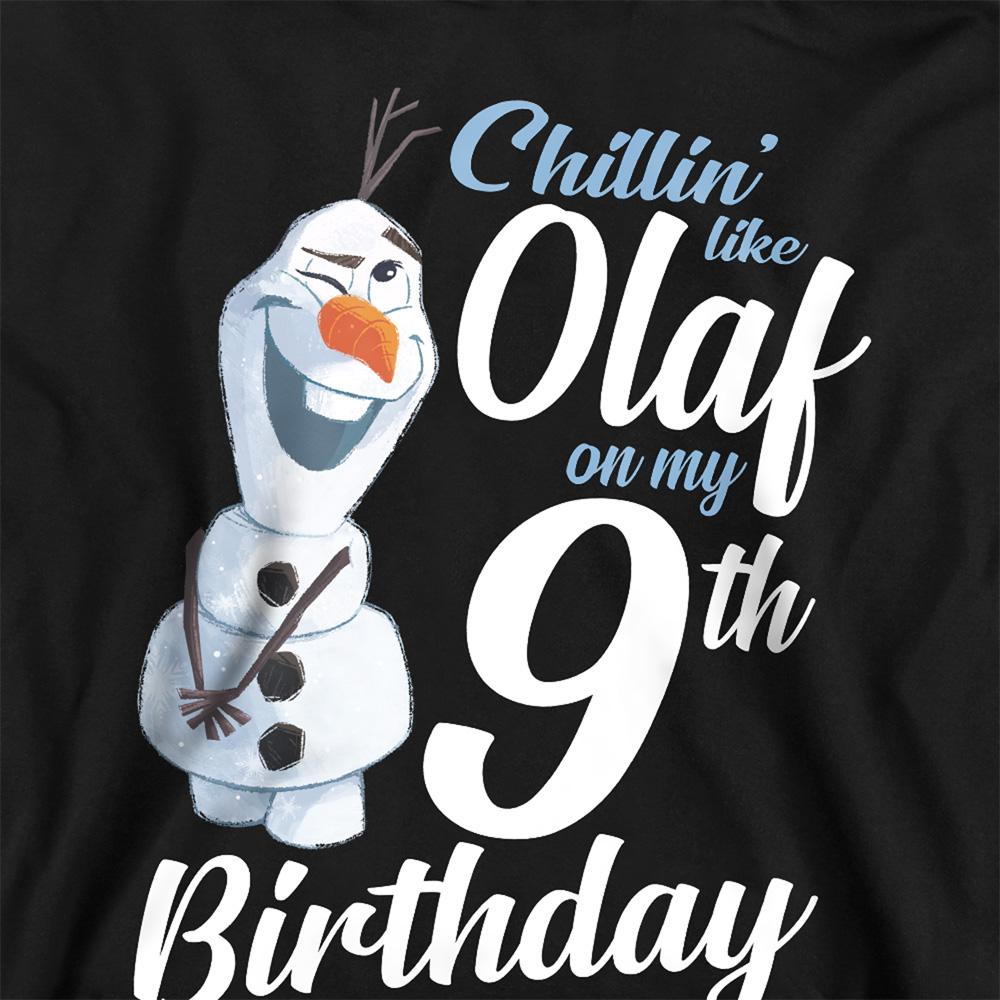 Black - Side - Frozen Childrens-Kids Chillin Like Olaf 9th Birthday Pullover Hoodie