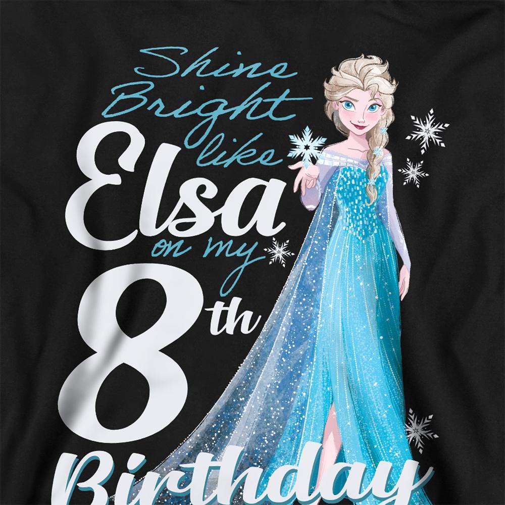 Black - Side - Frozen Childrens-Kids Bright Like Elsa 8th Birthday Pullover Hoodie