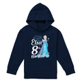 Navy - Front - Frozen Childrens-Kids Bright Like Elsa 8th Birthday Pullover Hoodie