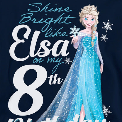 Navy - Side - Frozen Childrens-Kids Bright Like Elsa 8th Birthday Pullover Hoodie