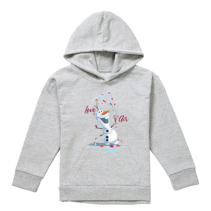 Athletic Heather - Front - Frozen Childrens-Kids Love Is In The Air Olaf Heather Valentine`s Day Pullover Hoodie